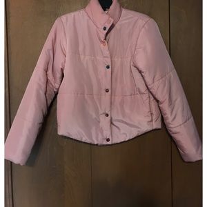 Cropped Pink Puffer Jacket